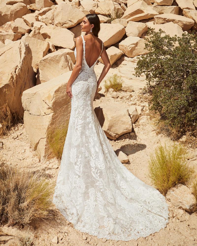 Lp2420 backless boho wedding dress with lace and removable long sleeves5